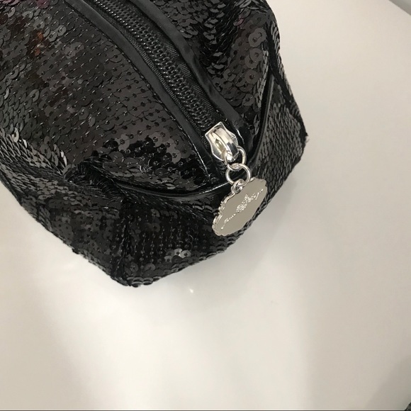 Joan Boyce Glam Black Sequins Overnight Oversized Travel Tote Crossbody Bag - Picture 9 of 16